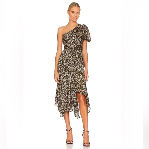 ASTR Santorini Black Floral Print One Shoulder
Asymmetric Midi Dress Medium NWT - Picture 1 of 16